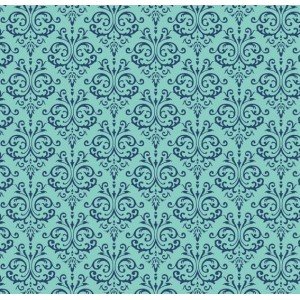 Tecido Tricoline Estampada Arabesco cor 01 (Tiffany)