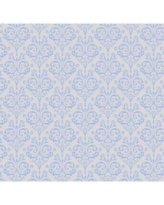 Tecido Tricoline Estampada Arabesco cor 04 (Azul com Cinza)