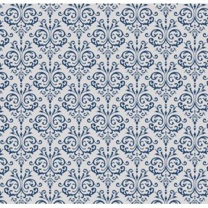 Tecido Tricoline Estampada Arabesco cor 06 (Marinho)