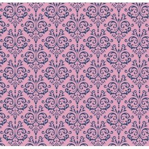 Tecido Tricoline Estampada Arabesco cor 03 (Rosa com Marinho)