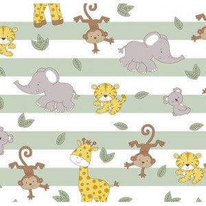 Tecido Tricoline Estampada Jungle cor 05 (Menta) Tecido Tricoline Estampada Jungle cor 05 (Menta)