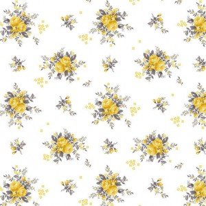 Tecido Tricoline Estampada Floral Yasmim cor 07 (Amarelo)