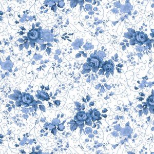 Tecido Tricoline Estampada Floral Fernanda cor 18 (Azul) Tecido Tricoline Estampada Floral Fernanda cor 18 (Azul)