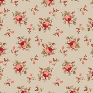 Tecido Tricoline Estampada Floral Angel cor 02 (Bege)