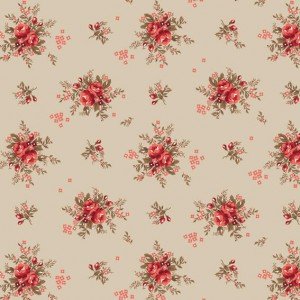 Tecido Tricoline Estampada Floral Yasmim cor 02 (Bege)