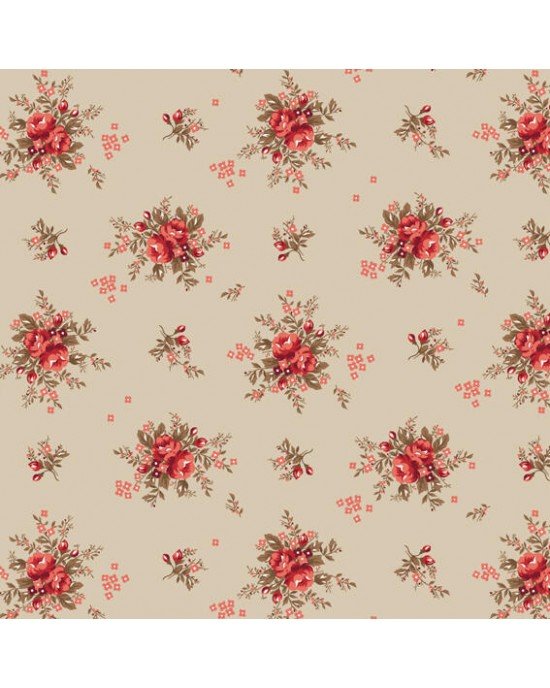 Tecido Tricoline Estampada Floral Yasmim cor 02 (Bege) Tecido Tricoline Estampada Floral Yasmim cor 02 (Bege)