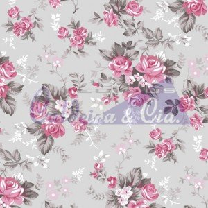 Floral Iris cor 14 (Cinza com Rosa)