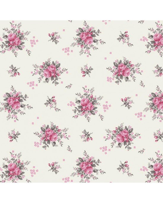 Tecido Tricoline Estampada Floral Yasmim cor 04 (Cinza com Rosa) Tecido Tricoline Estampada Floral Yasmim cor 04 (Cinza com Rosa)