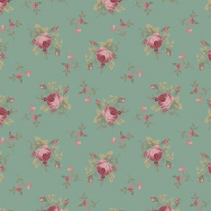 Tecido Tricoline Estampada Floral Angel cor 05 (Verde Vintage)