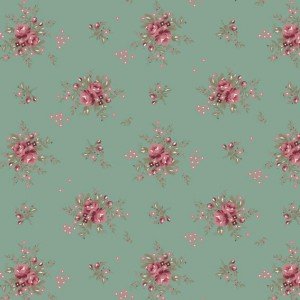 Tecido Tricoline Estampada Floral Yasmim cor 05 (Verde Vintage)