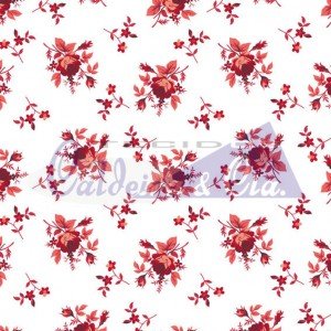 Tecido Tricoline Estampada Floral Angel cor 09 (Vermelho)