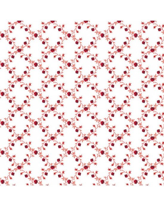 Tecido Tricoline Estampada Floral Valentina cor 09 (Vermelho)