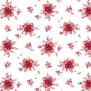 Tecido Tricoline Estampada Floral Yasmim cor 09 (Vermelho)