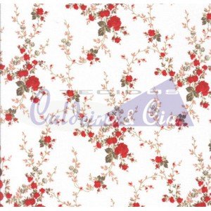 Viscose estampada floral - Sarah cor 206  - (vermelho escuro)
