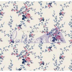 Viscose estampada floral - Sarah cor 59 - (azul com rosa)