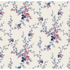 Viscose estampada floral - Sarah cor 59 - (azul com rosa)