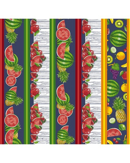 Tecido Estampado Barrado Salada de Frutas cor - 04 (Marinho)