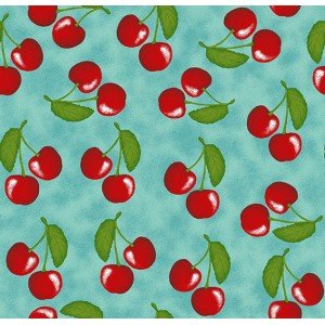 Tecido Estampado Cereja cor - 01 (Azul)