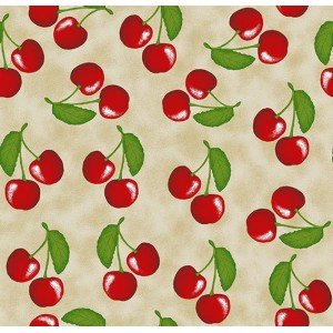 Tecido Estampado Cereja cor - 02 (Bege)