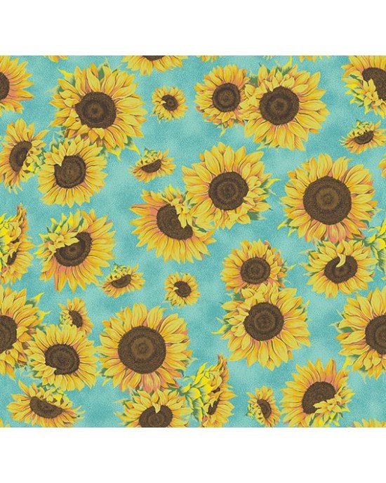 Tecido Estampado Girassol cor - 01 (Azul) Tecido Estampado Girassol cor - 01 (Azul)