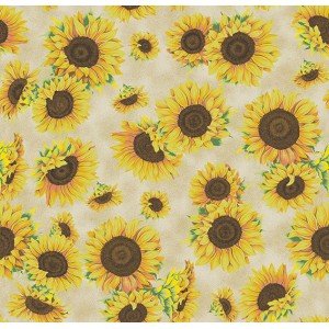 Tecido Estampado Girassol cor - 02 (Bege)