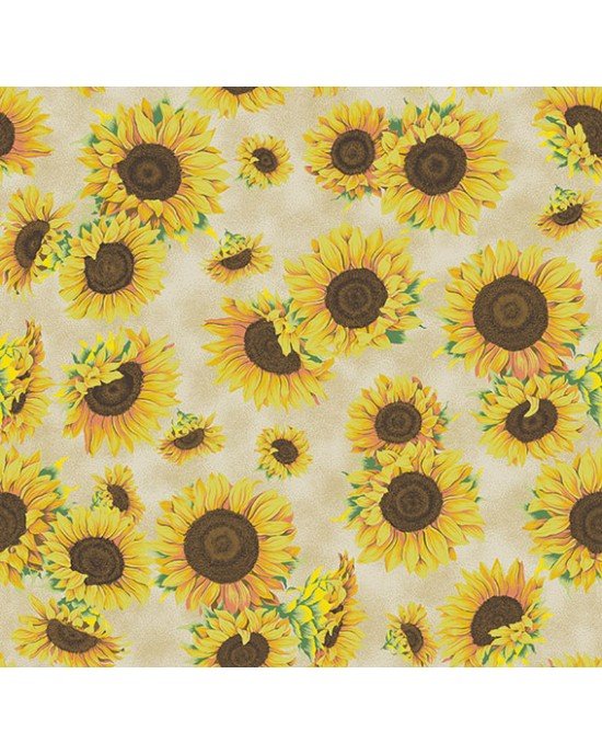 Tecido Estampado Girassol cor - 02 (Bege) Tecido Estampado Girassol cor - 02 (Bege)