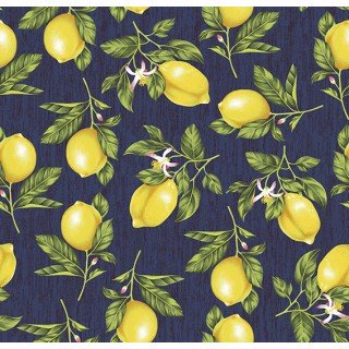Tecido Estampado Limão cor - 04 (Marinho)