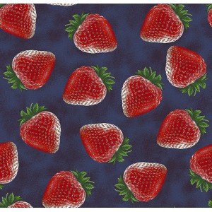 Tecido Estampado Morangos cor - 04 (Marinho)