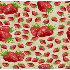 Tecido Estampado Moranguinhos cor - 02 (Bege)