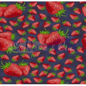 Tecido Estampado Moranguinhos cor - 04 (Marinho)