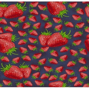 Tecido Estampado Moranguinhos cor - 04 (Marinho)