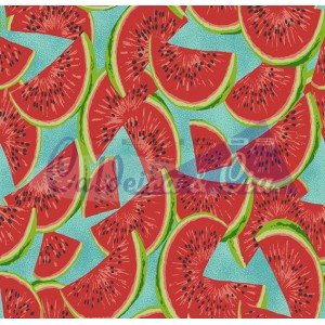 Tecido Estampado Melancia Inteira cor - 01 (Azul)