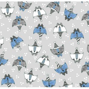 Tecido Estampado Cat cor - 01 (cinza com azul)