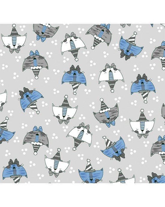 Tecido Estampado Cat cor - 01 (cinza com azul) Tecido Estampado Cat cor - 01 (cinza com azul)