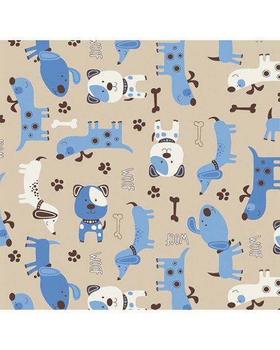 Tecido Estampado Doguinhos cor - 02 (bege) Tecido Estampado Doguinhos cor - 02 (bege)