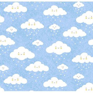 Tecido Estampado Nuvem cor - 07 (azul) Tecido Estampado Nuvem cor - 07 (azul)