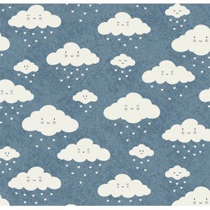 Tecido Estampado Nuvem cor - 10 (jeans)