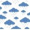 Tecido Estampado Nuvem cor - 11 (Branco com Marinho)