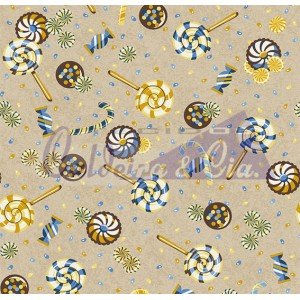 Tecido Estampado Pirulito cor - 02 (bege)