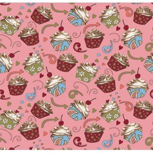 Tecido Estampado Cupcake cor - 03 (Rose)