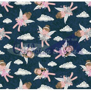 Tecido Estampado Fadas cor - 05 (Marinho)