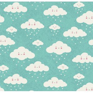 Tecido Estampado Nuvem cor - 04 (Tiffany)