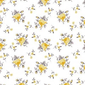 Tecido Tricoline Estampada Floral Angel cor 07 (Amarelo)