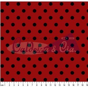 Tecido Estampado Bolão Cor - 20 (Vermelho com Preto)
