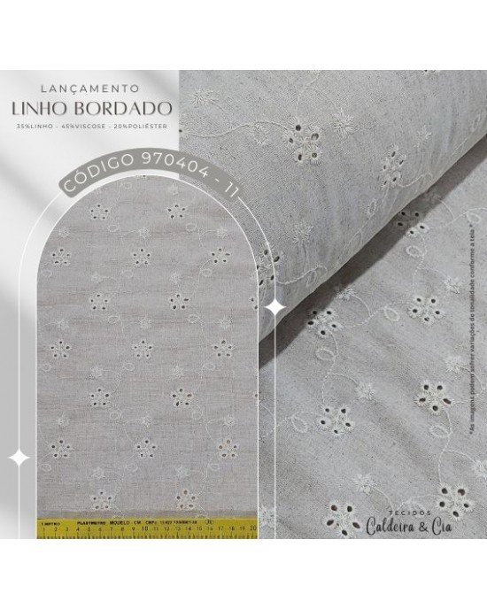 Linho Bordado cor - Unica (Crú) Linho Bordado cor - Unica (Crú)