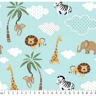 Tecido Estampado Safari cor - 02 (Azul)