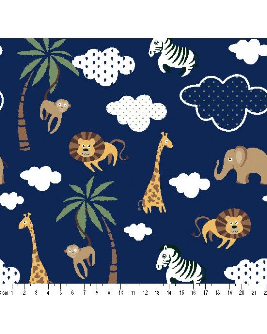 Tecido Estampado Safari cor - 04 (Marinho) Tecido Estampado Safari cor - 04 (Marinho)