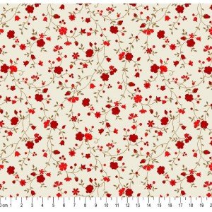 Tecido Estampado Floral Marina cor - 64 (Vermelho) Tecido Estampado Floral Marina cor - 64 (Vermelho)