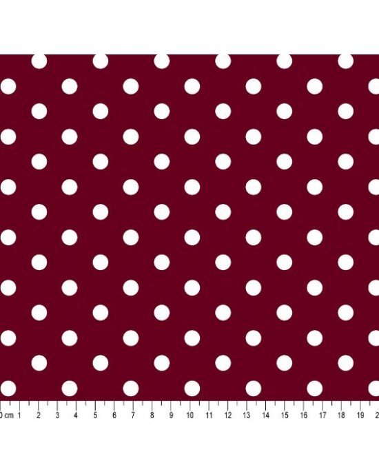 Tecido Estampado Bolão Cor - 332 (Vinho bl Branca)