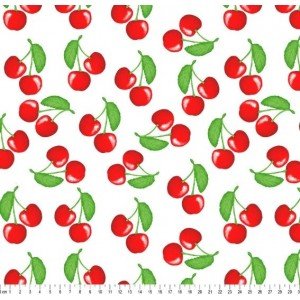 Tecido Estampado Cereja cor - 05 (Fd Branco)